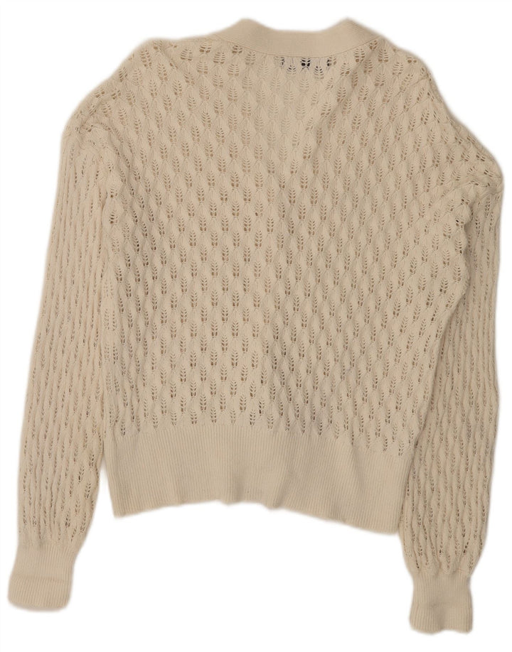 Maglione cardigan da donna Marks & Spencer UK 14 grande cotone bianco