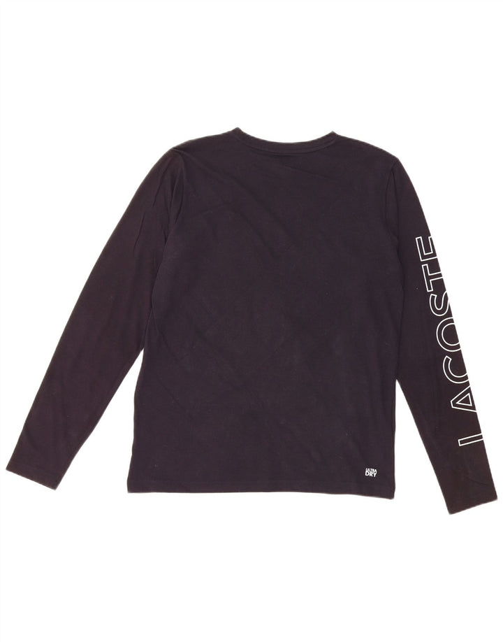 Top grafico LACOSTE da bambino a maniche lunghe 15-16 anni in cotone blu navy