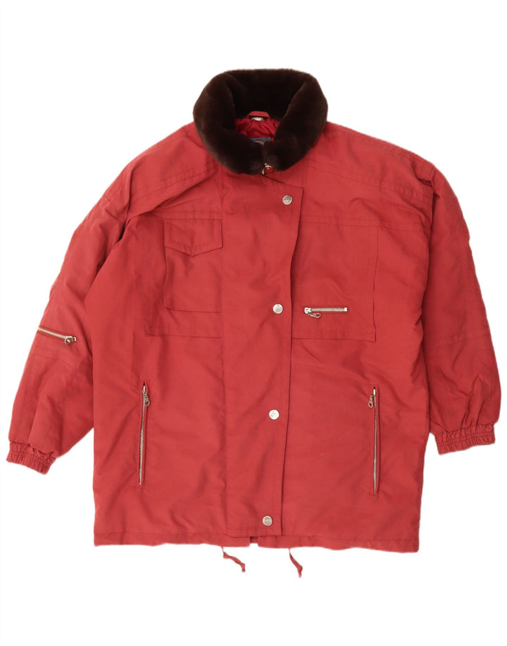 Giacca a vento vintage da donna UK 18 XL poliestere rosso