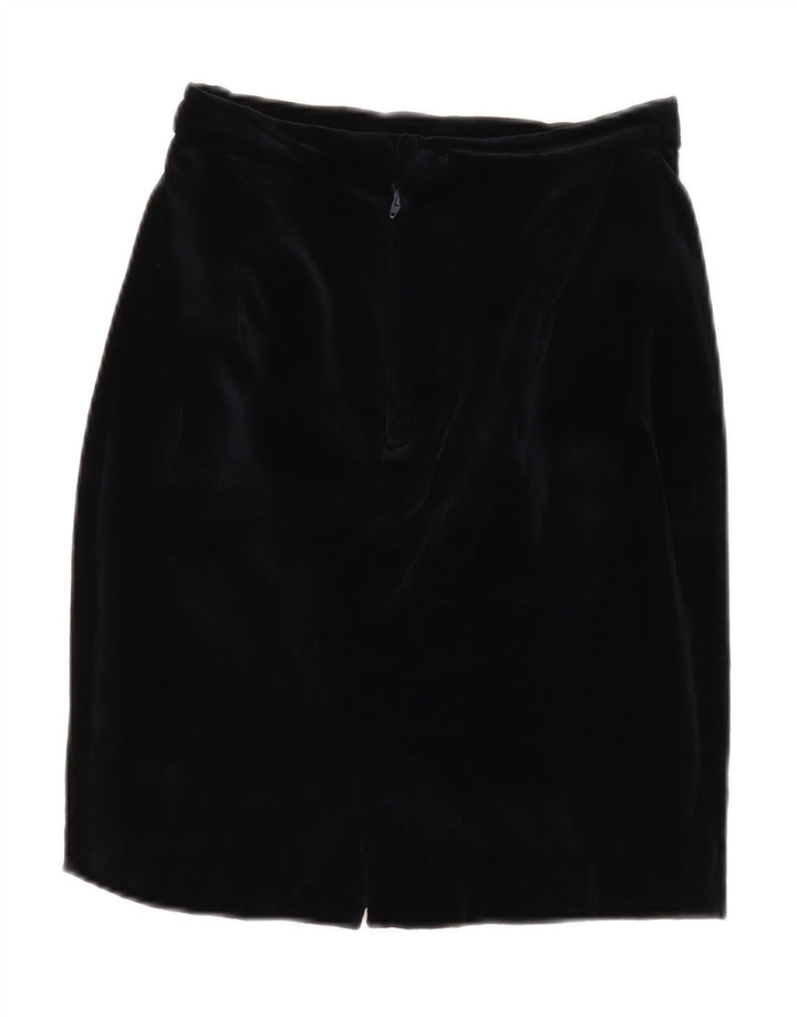 Gonna a tubino a vita alta in velluto da donna VINTAGE IT 42 medio W26 blu navy