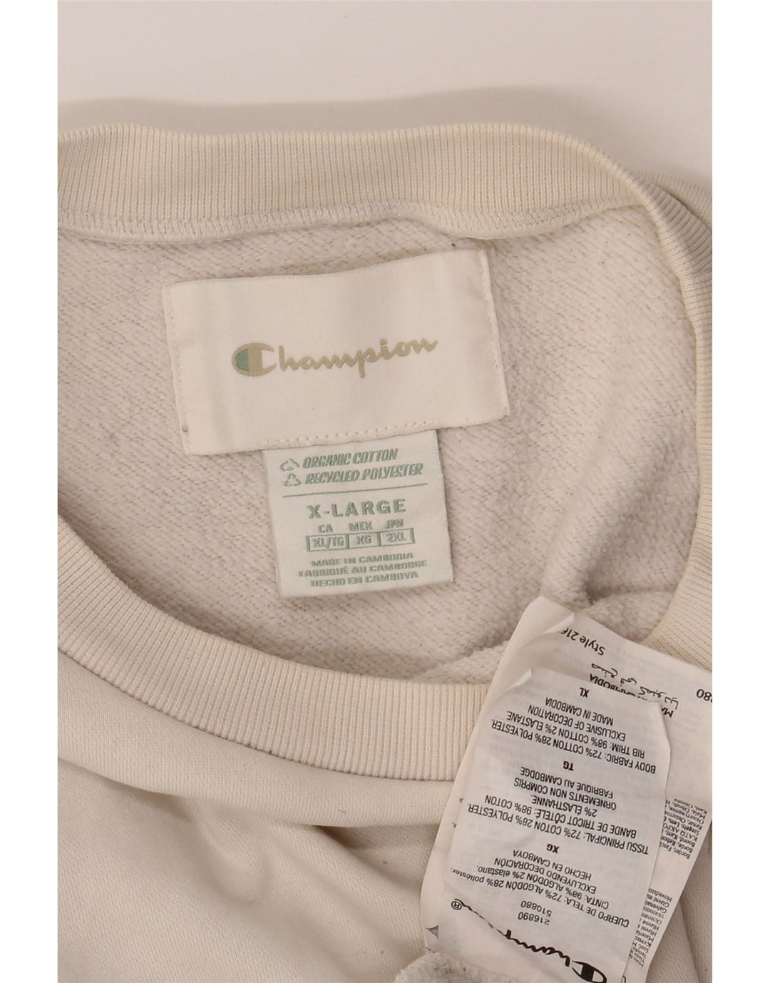CHAMPION Mens Sweatshirt Jumper XL Off White Cotton Vintage Champion and Second-Hand Champion from Messina Hembry 