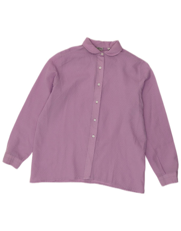 Vintage Womens Shirt Blouse UK 16 Large Purple Spotted Polyester