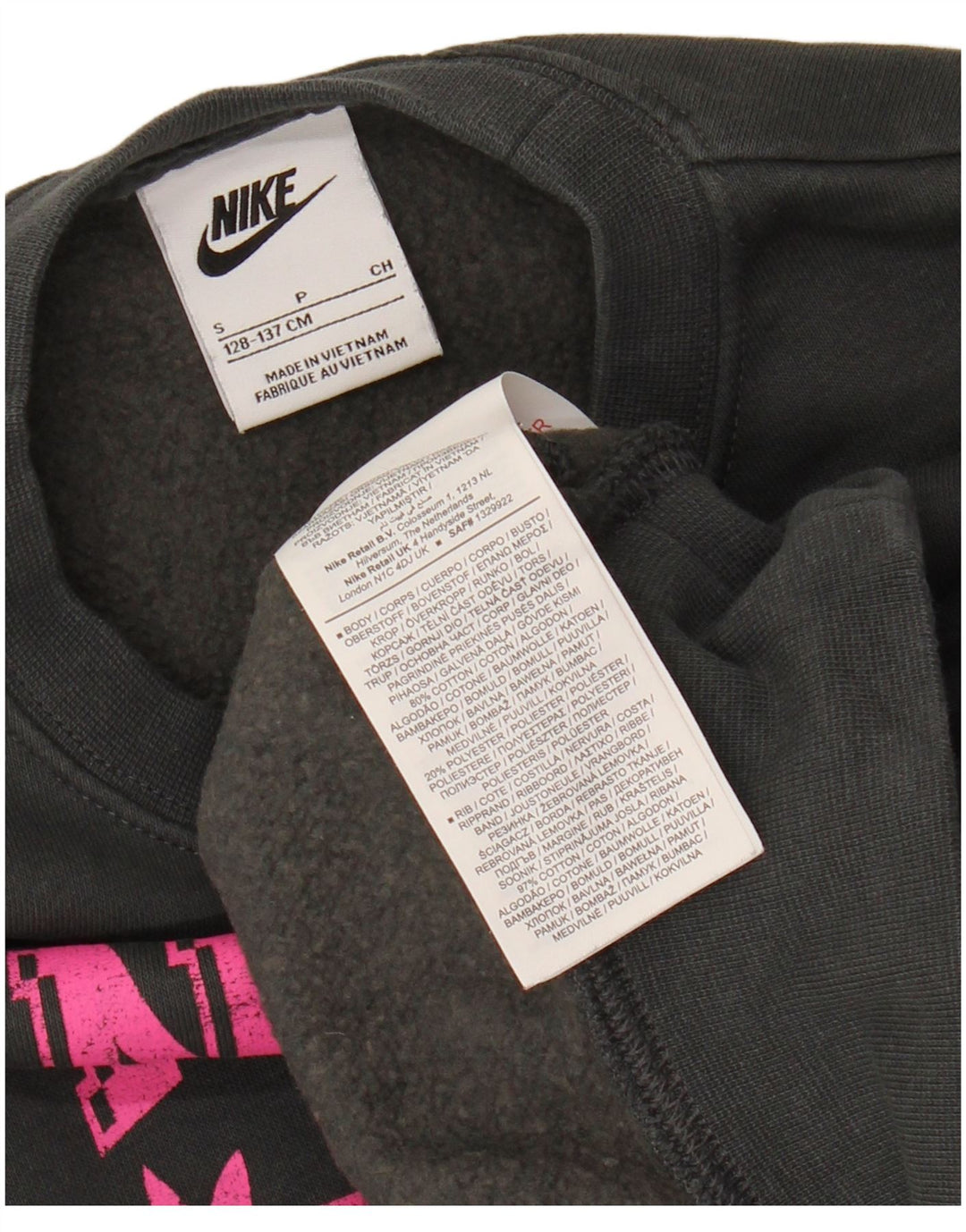 NIKE Girls Oregon Oversized Sweatshirt Jumper 8-9 Years Small Black