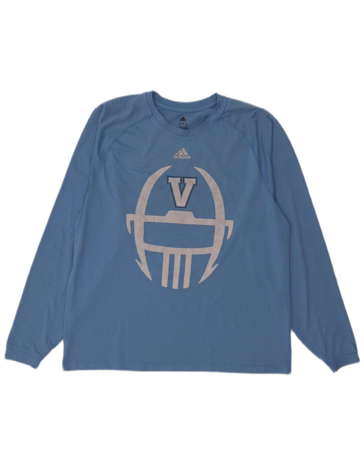 Adidas Villanova Graphic Top da uomo a manica lunga grande in poliestere blu