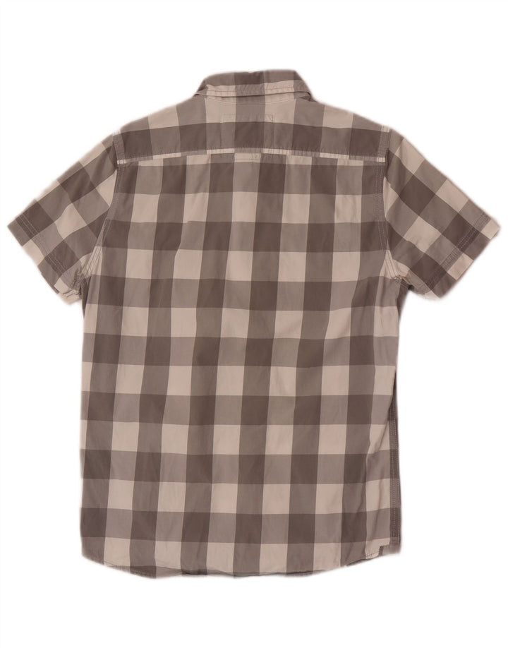 Camicia a maniche corte da uomo Abercrombie & Fitch piccola in cotone a quadri grigi