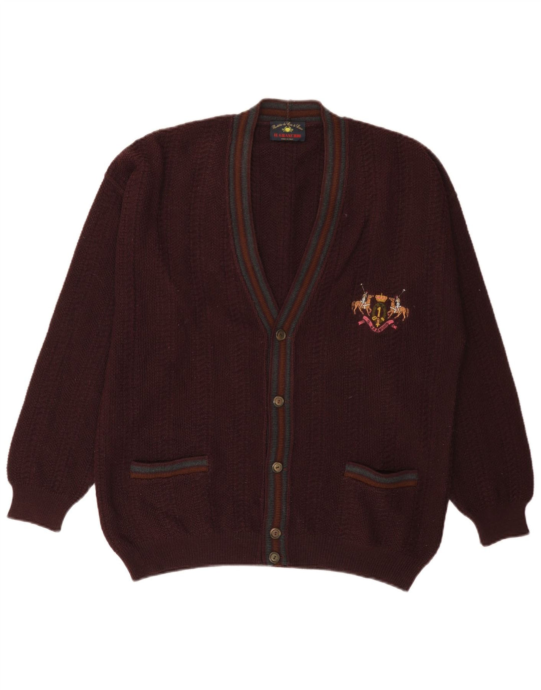 Maglione Cardigan Uomo Il Granchio Lana Bordeaux Medio