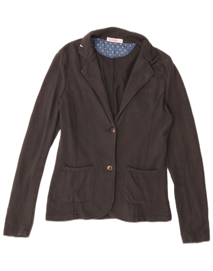 Giacca blazer da donna a 2 bottoni Sun68 UK 12 Cotone grigio medio