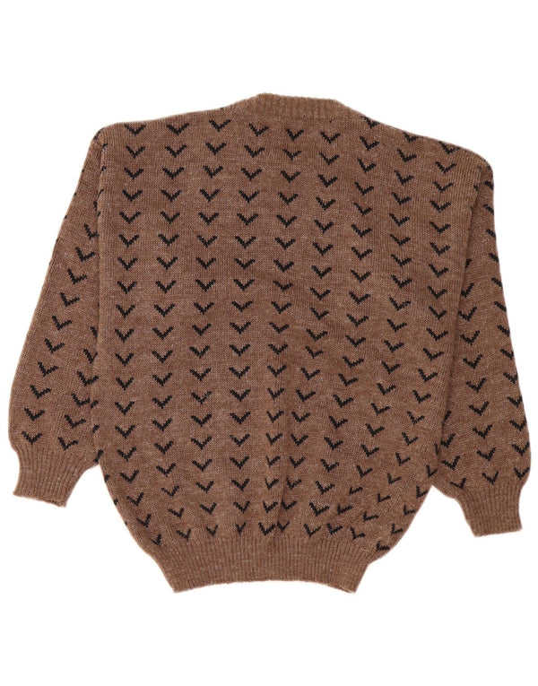 Erredi Donna Maglione Girocollo Maglione UK 16 Grande Marrone Floreale