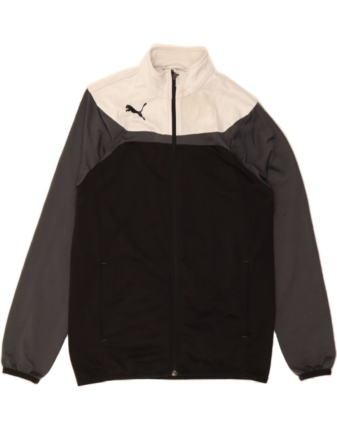 PUMA Boys Tracksuit Top Jacket 13-14 Years XL Black Colourblock Polyester Vintage Puma and Second-Hand Puma from Messina Hembry 