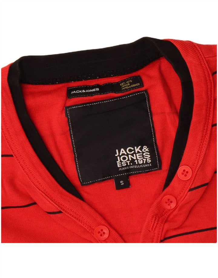 Jack & Jones Top da uomo a maniche lunghe in cotone a righe piccole rosse
