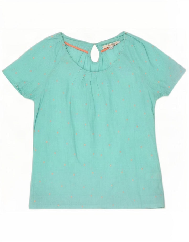 Boden Camicetta da donna Top UK 8 Piccolo cotone maculato turchese