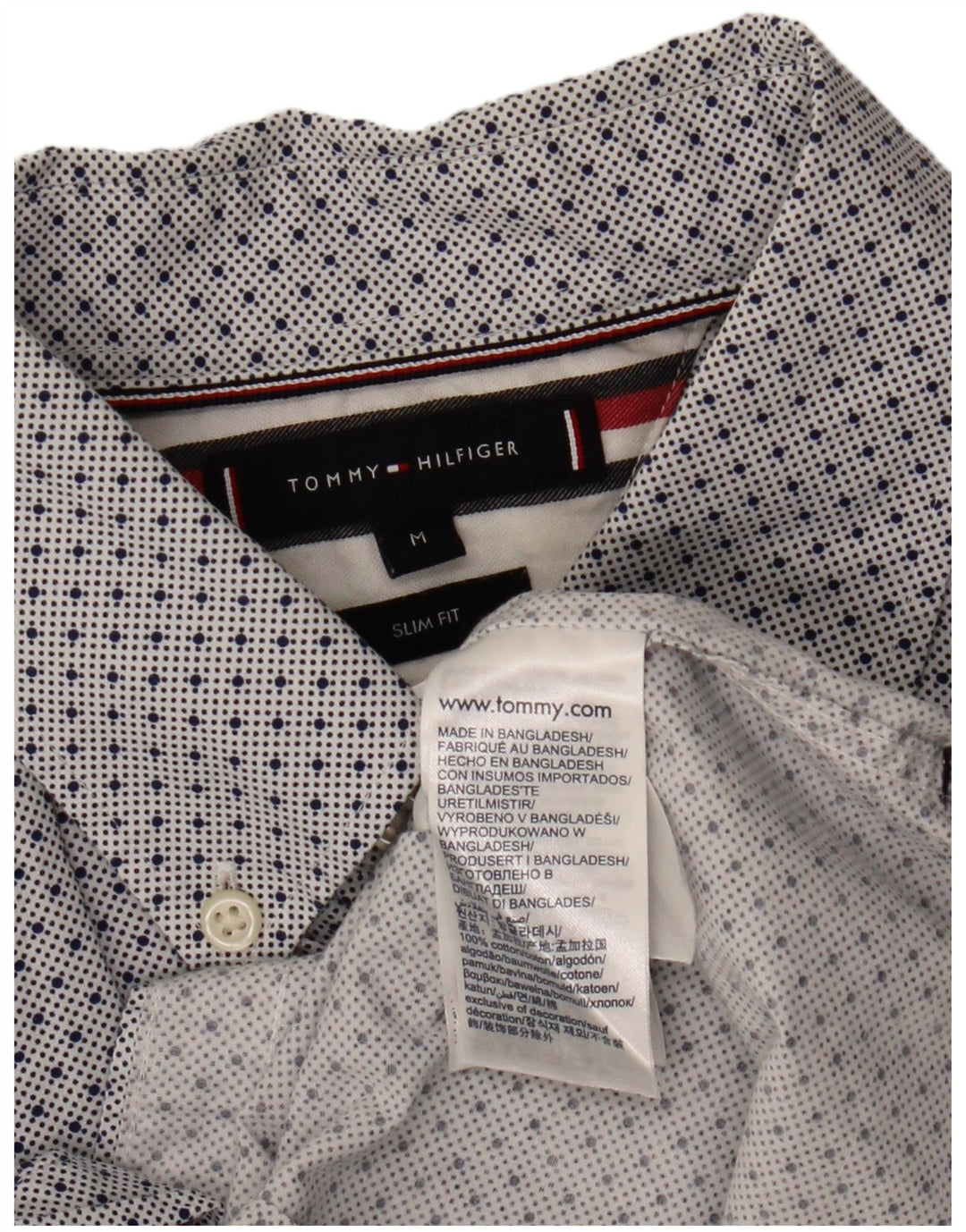 TOMMY HILFIGER Camicia slim fit da uomo in cotone maculato bianco medio