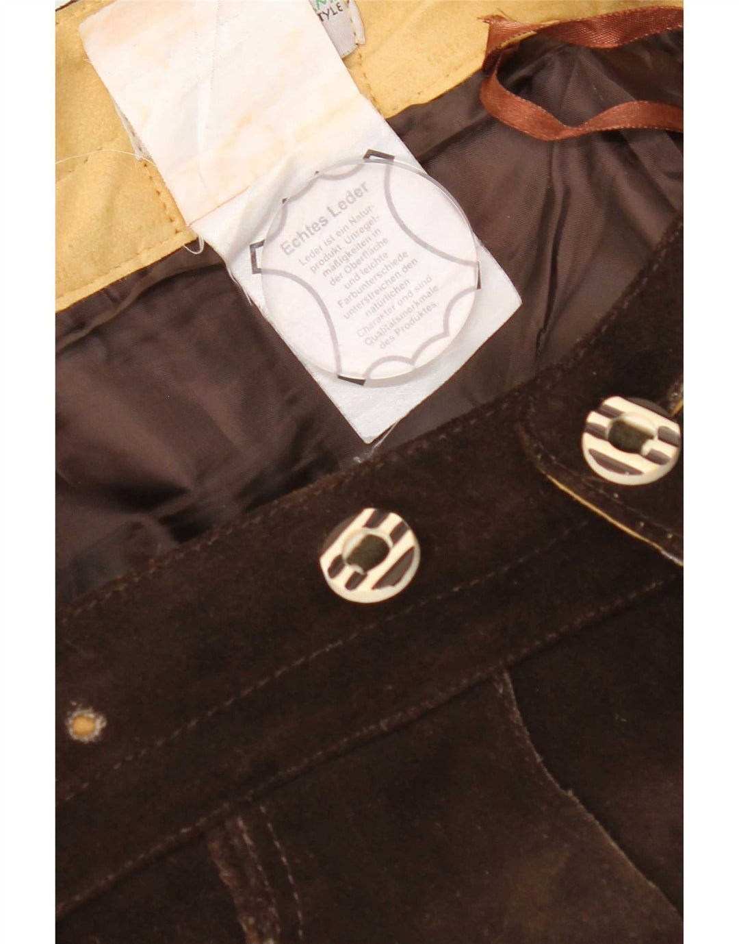 Landhaus Pantaloncini da uomo Trachten Graphic in pelle scamosciata medi W36 in pelle marrone