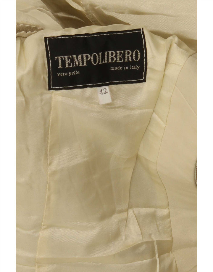 Giacca in pelle da donna vintage IT 42 in pelle beige media