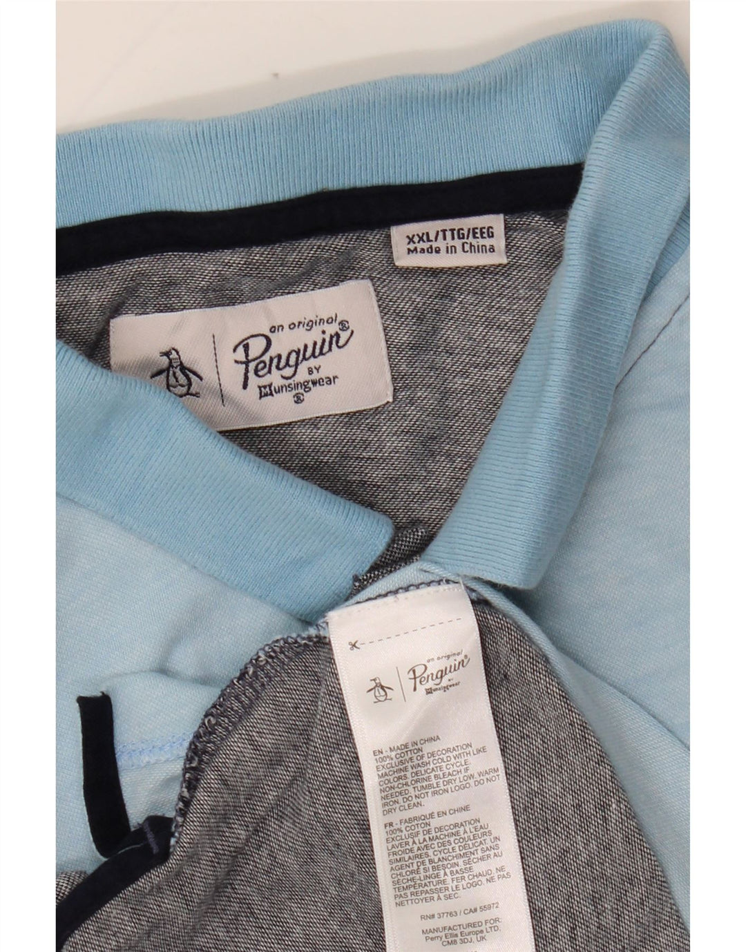 Polo da uomo PENGUIN 2XL in cotone color block blu