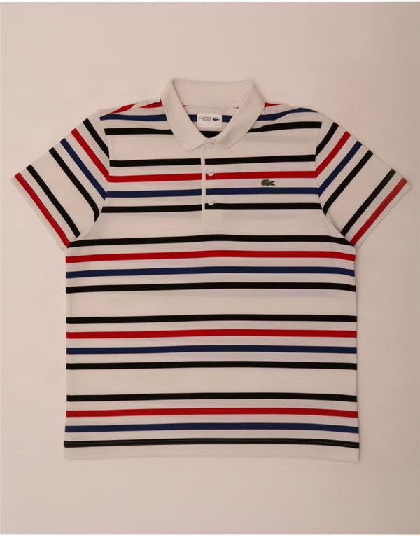 Polo da uomo Lacoste XL in cotone a righe bianche