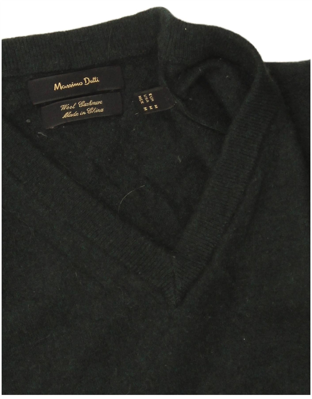 Massimo Dutti Maglione da donna con scollo a V UK 14 Lana verde medio