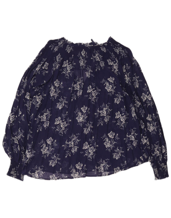 Polo Ralph Lauren Camicetta da donna Top UK 14 Medio Blu navy floreale