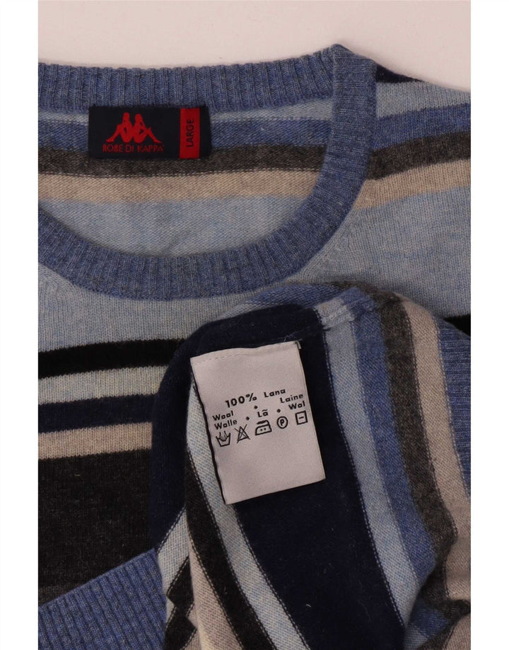 Maglione Kappa da uomo girocollo, maglione a righe grandi, in lana multicolore
