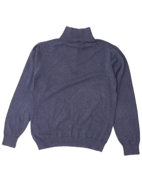Gant Maglione da uomo con zip e collo piccolo in cotone blu