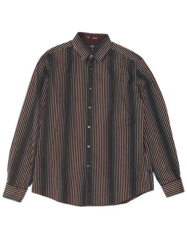 Camicia da uomo Jasper Conran in cotone a righe nere medie