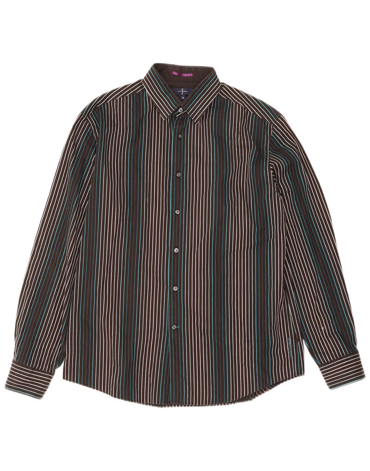 Camicia da uomo Jasper Conran in cotone a righe nere medie