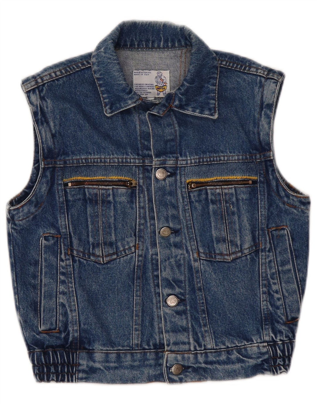 POP 84 Gilet corto in denim da donna UK 2 2XS Blu