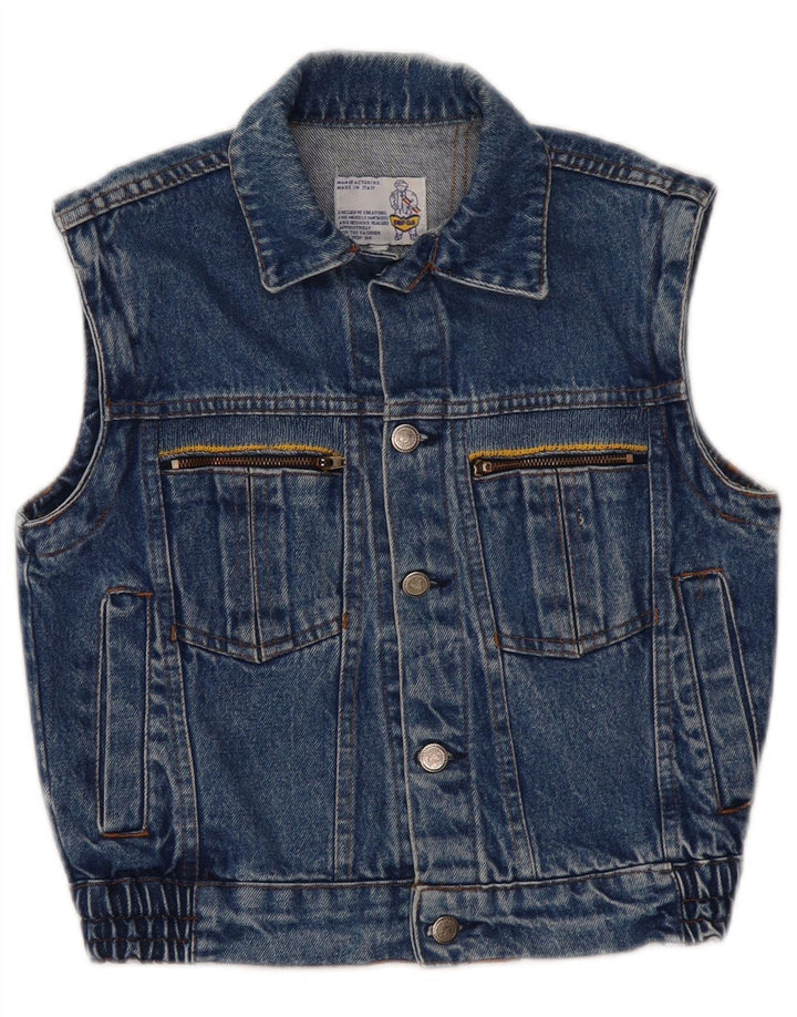 POP 84 Gilet corto in denim da donna UK 2 2XS Blu