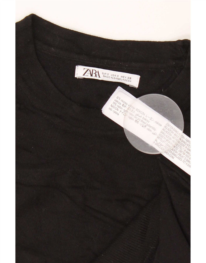 Maglione Zara da uomo girocollo piccolo in viscosa nera