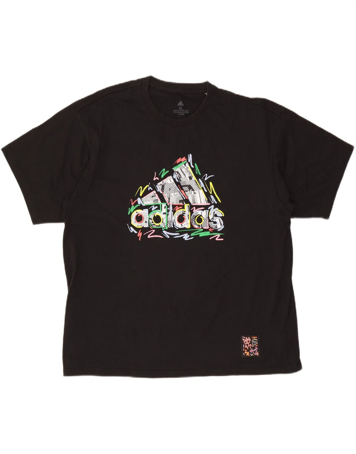 T-shirt grafica da uomo ADIDAS Top XL in cotone nero