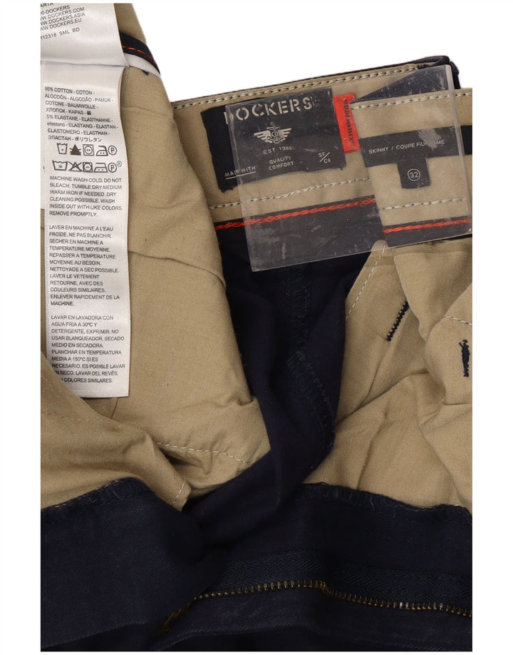 DOCKERS Pantaloni skinny cropped da uomo W32 L25 cotone blu navy