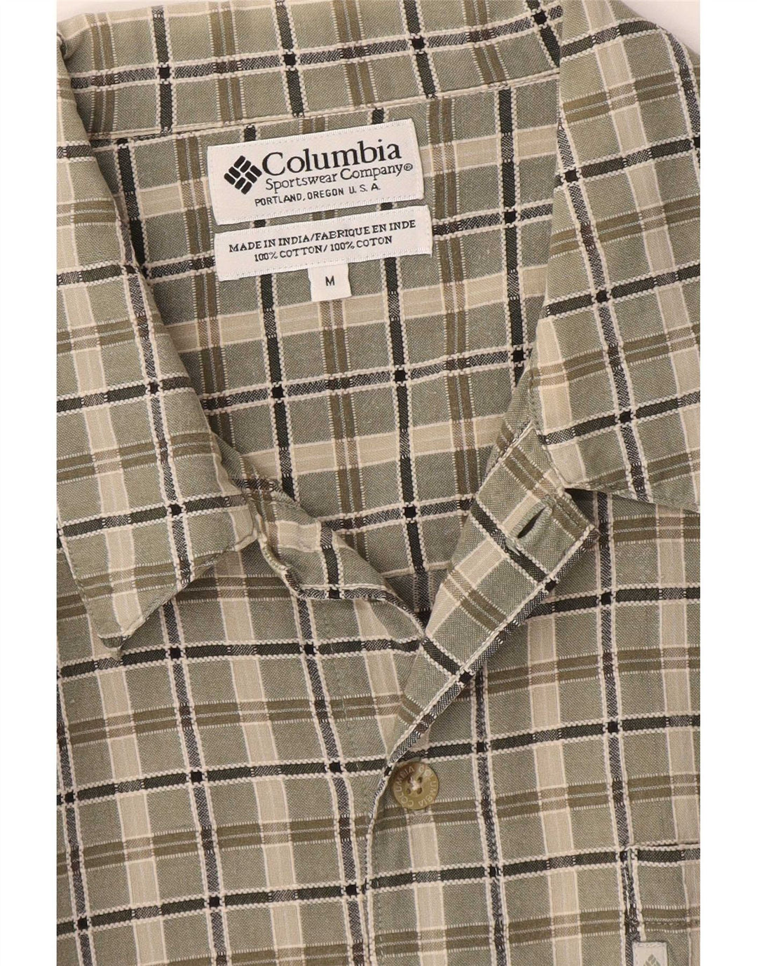 Camicia a maniche corte da uomo Columbia in cotone a quadri kaki medio