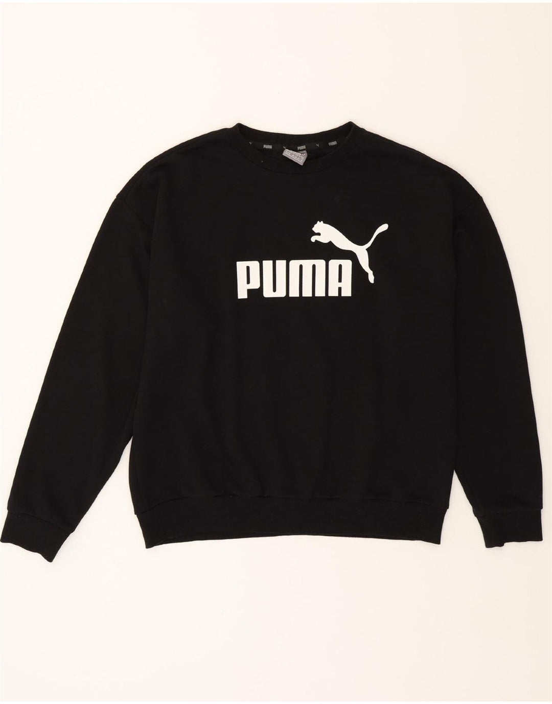 PUMA Womens Graphic Sweatshirt Jumper UK 16 Large Black Cotton Vintage Puma and Second-Hand Puma from Messina Hembry 