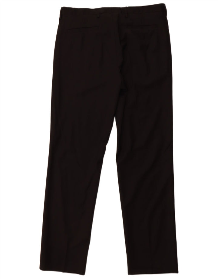 Pantaloni da abito dritti da uomo ZARA EU 44 Large W34 L31 Lana nera