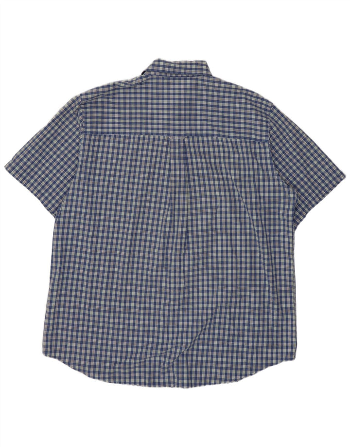 Camicia a maniche corte da uomo Chaps Easy Care XL in cotone a quadri blu