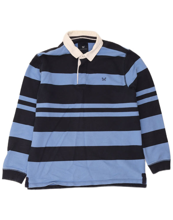 Crew Clothing Polo da rugby da uomo a maniche lunghe XL in cotone a righe blu