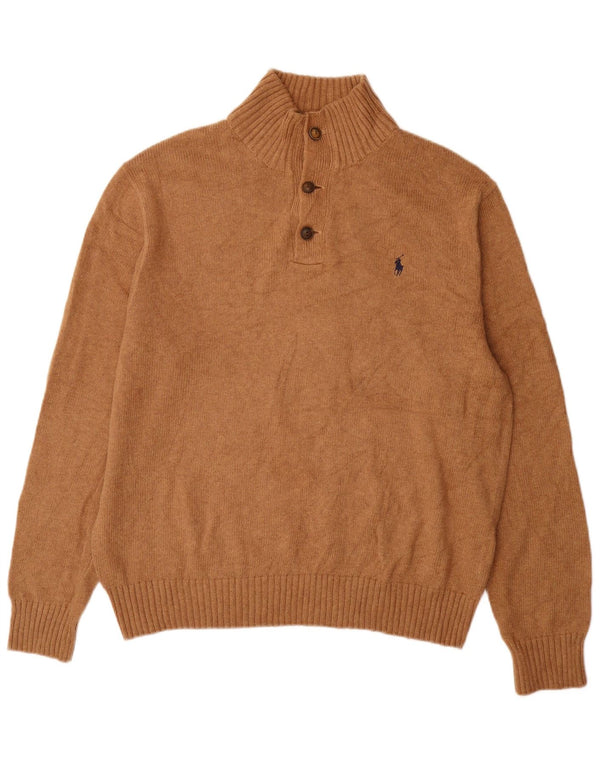 Polo Ralph Lauren Maglione da uomo con collo a bottoni, grande cotone beige