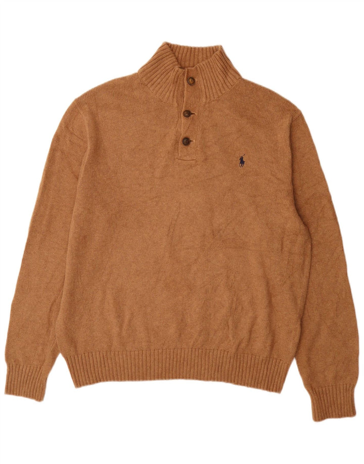 Polo Ralph Lauren Maglione da uomo con collo a bottoni, grande cotone beige
