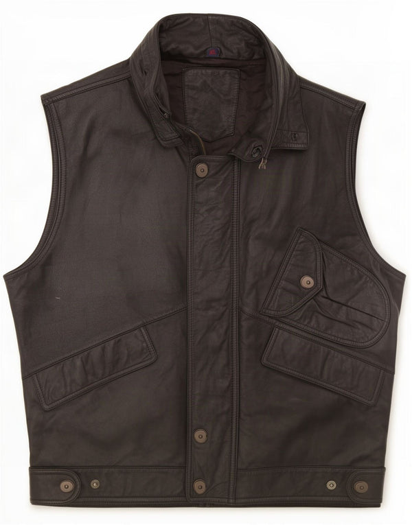 Gilet in pelle da uomo vintage UK 42 XL nero