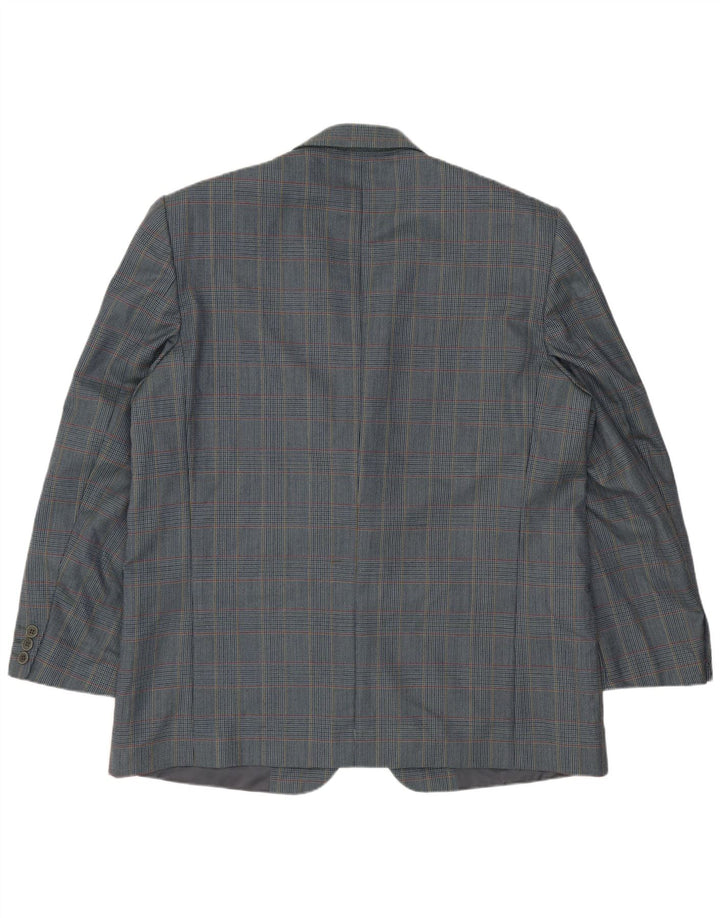 Giacca blazer vintage da uomo a 2 bottoni IT 54 2XL Lana vergine pied de poule blu