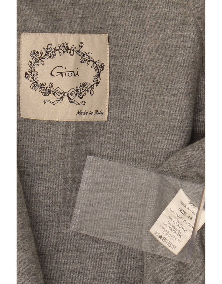 Giacca vintage da donna in pelliccia sintetica aperta IT 44 Poliestere grigio medio