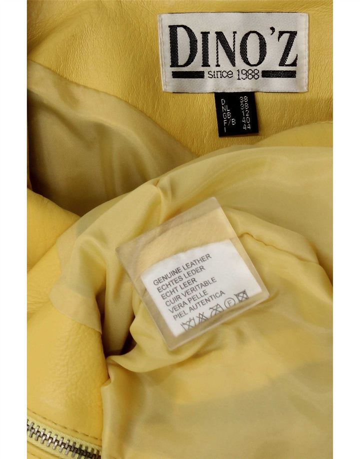 Giacca in pelle con zip da donna DINO' Z UK 12 Pelle gialla media