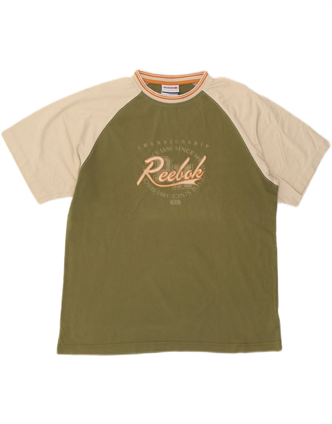 REEBOK T-shirt grafica classica da uomo Top grande in cotone color block verde