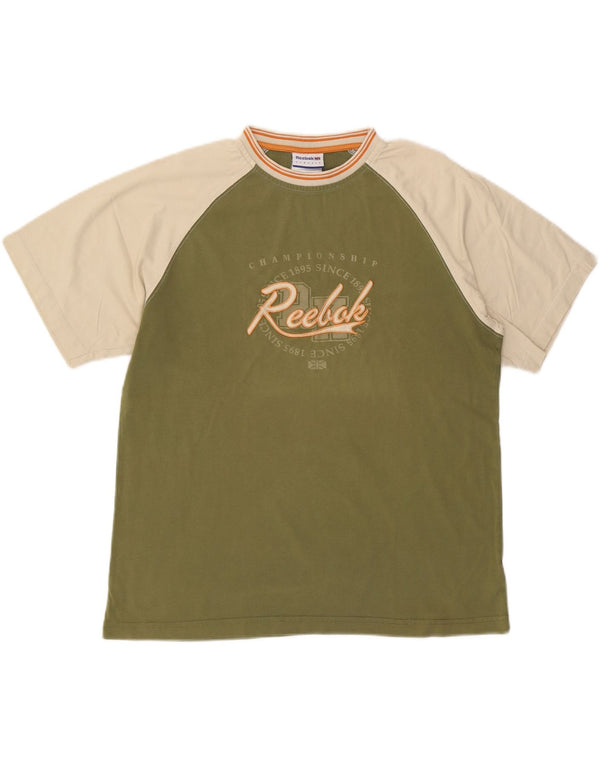 REEBOK T-shirt grafica classica da uomo Top grande in cotone color block verde