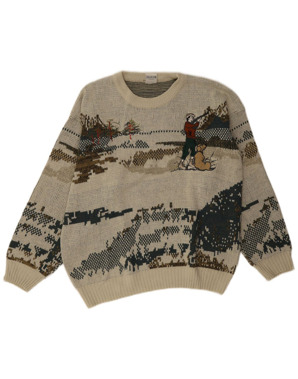 Maglione girocollo da caccia da uomo vintage IT 52/54 Grande novità verde