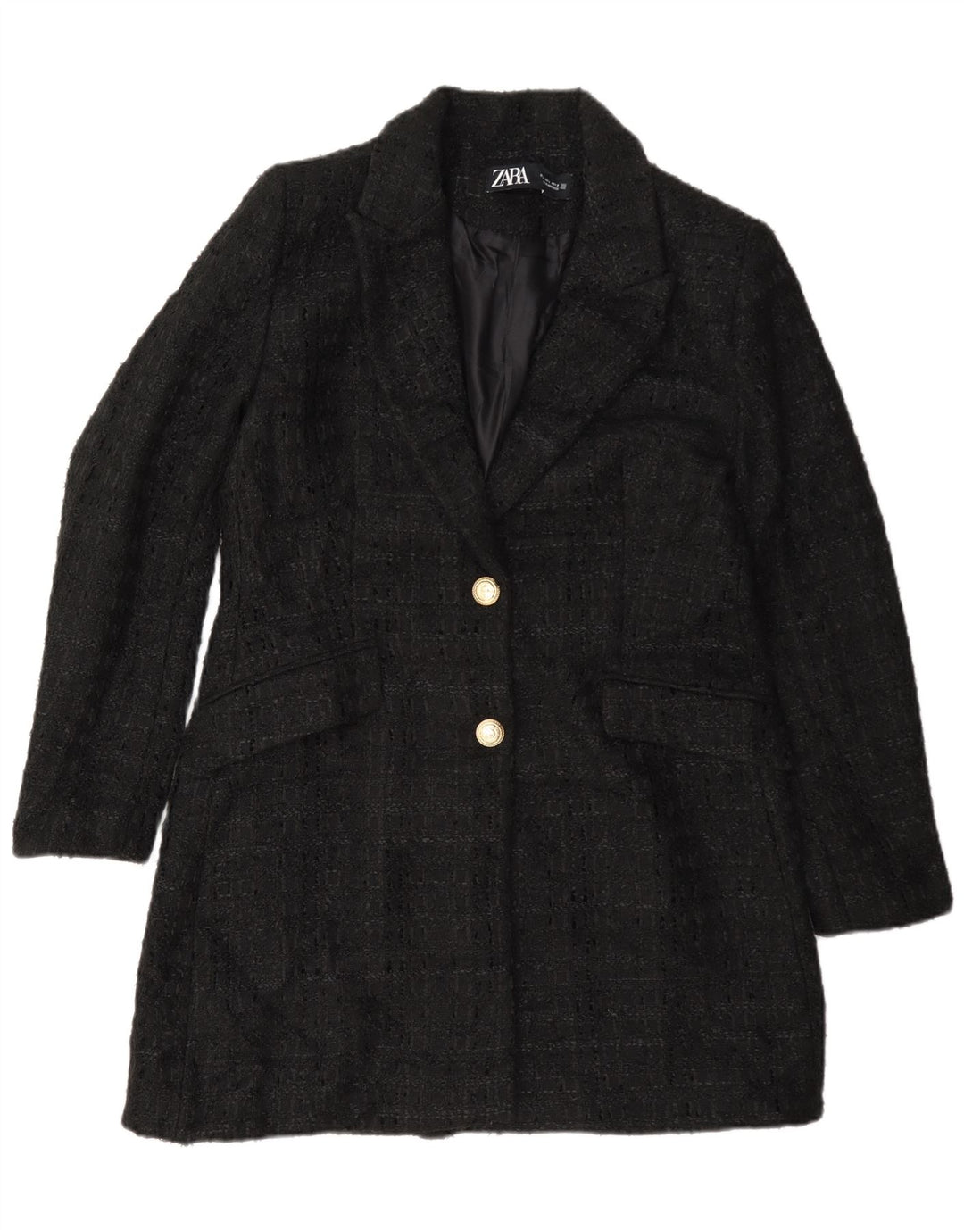 Cappotto Zara da donna UK 16 grande nero screziato