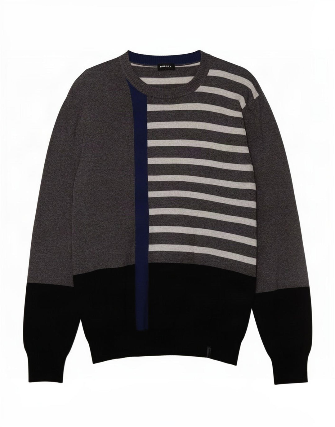 Diesel Uomo Maglione con scollo a barca Maglione piccolo in cotone color block grigio