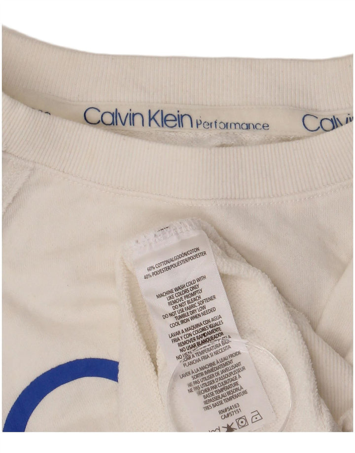 CALVIN KLEIN Felpa corta da donna Performance Crop Jumper UK 8 Small White