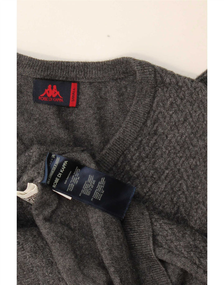 Maglione Kappa da uomo con scollo a V piccolo grigio in lana Chevron