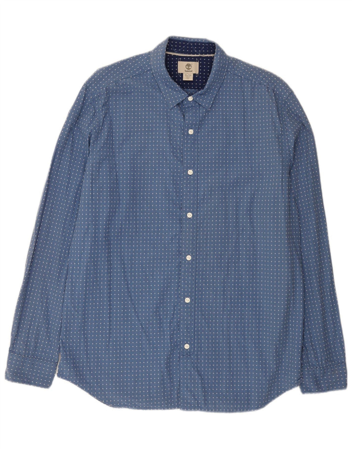 Camicia slim fit da uomo Timberland con motivo astratto XL in cotone blu